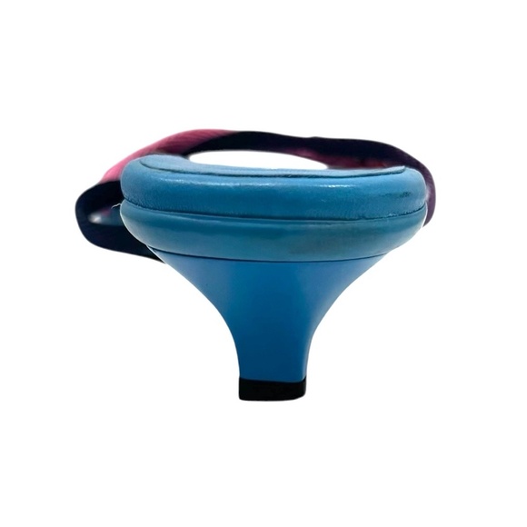 PRADA Y2K TURQUOISE BLUE KITTEN HEEL SLIDES W NAVY, PINK & PURPLE STRAPS - Picture 3 of 16